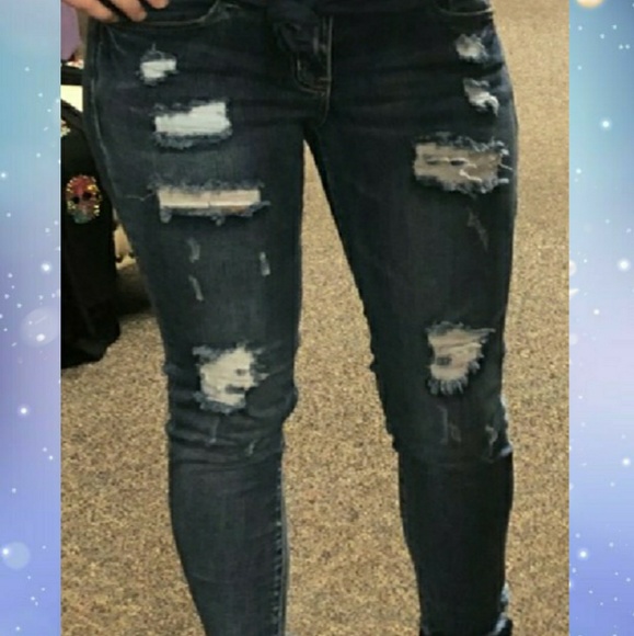 🔥 Distressed stretch frayed hem skinny jeans - Picture 4 of 4